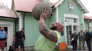 Three of the Worlds Strongest Men lift and press the famous 260lbs Scottish Inver Stone at Braemar [upl. by Les]