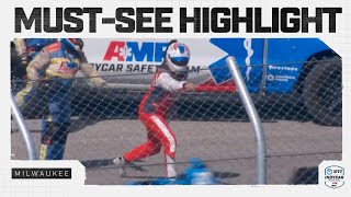 Graham Rahal shows frustration with Christian Rasmussen after Milwaukee crash  INDYCAR [upl. by Nonnahsal]