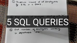 SOLVE 5 SQL QUERIES IN 5 MINUTES PART 1  MASTER IN SQL  SQL INTERVIEW QUESTIONS [upl. by Ennairac]