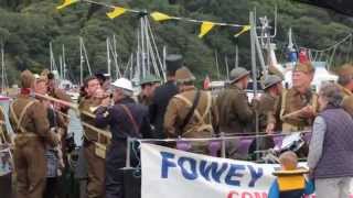 Fowey Regatta 2014 Flaming boatFowey Town Band [upl. by Seuqram253]