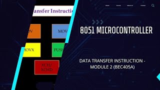 Data Transfer InstructionsBEC405A8051 MicrocontrollerVTUBEECE8051 MOVMOVCMOVXStackPOPPUSH [upl. by Alehtse]