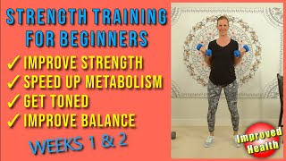 STRENGTH TRAINING for BEGINNERS  Build strength get toned amp speed up metabolism [upl. by Alyekahs]