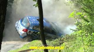 crash wypadek dzwon  Alex ZAWADA  Grzegorz GOŁDA  21 Rajd Rzeszowski 2012  Renault Clio R3 [upl. by Ornstead397]