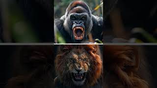 How Strong is a Gorilla Compared to a Lion gorilla lion wildlife [upl. by Sirdna]