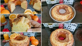 كيكه البرتقال 🍊هشة وخفيفة ومرتفعة المكونات بالكأس كيكة شتوية بامتياز gâteau lorange [upl. by Ullyot]