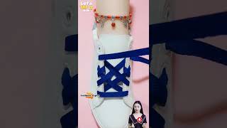 Stylish way to tie shoelaces crisscross design Sneaker laces tie tips shorts viral [upl. by Hartnett]