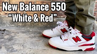 New Balance 550 “White Red” Review amp On Feet [upl. by Nageek19]