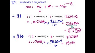 Calculate the binding energy per nucleon for a 2 H b 4 He C 56 … [upl. by Assedo]