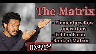 Elementary row operations echlon form amp rank of martix Freshman Mathematics tutorial in amharic [upl. by Urien]