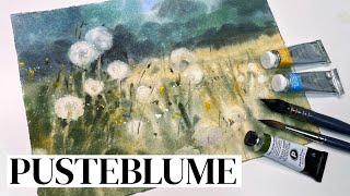 Pusteblumen nass in nass  Aquarell Tutorial [upl. by Wynn]