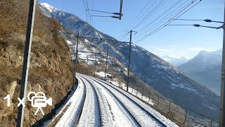 ★ 1x🎥 🇨🇭Lötschberg alpine crossing cab ride from Basel to Brig through Switzerland 012019 [upl. by Irreg274]