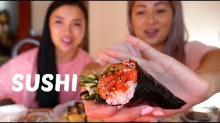 SUSHI  MUKBANG ASMR SOFT SPOKEN FULL FACE  NE lets eat [upl. by Nesyaj]