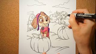 AniaKoloruje  Dla Maluchów  How to color PAW PATROL PUMPKINS  Jak pokolorować PSI PATROL DYNIE [upl. by Rubenstein]