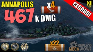 DAMAGE RECORD Annapolis 467k Damage  World of Warships Gameplay [upl. by Nerty]