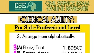 CIVIL SERVICE EXAM  Clerical Ability  CSE Online Reviewer [upl. by Sandell]