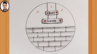 Circle Drawing Best Friends Drawing  circle drawing best friend easy  Best Friends Drawing [upl. by Nayab]