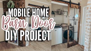 DIY BARN DOOR FOR OUR MOBILE HOME USING PLEXIGLASS  mobile home makeover  mobile home updates [upl. by Halehs]