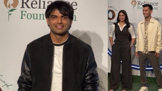 Neeraj Chopra Manu Bhaker And Lakshay Sen Arrives For Reliance Foundation Celebration [upl. by Aihsital]