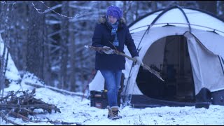 Winter Camping Hot Tent  Nortent Gamme 6PC  Snowstorm [upl. by Akyeluz]