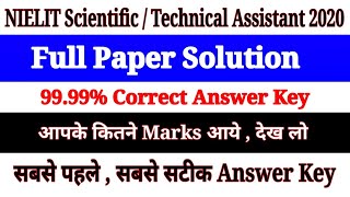 NIELIT 2020 Scientific  Technical Assistant 22 November Question Paper Solution With Answer Key [upl. by Weig]