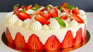 RECETTE DU FRAISIER A LA CREME DIPLOMATE  FRAIS LEGER ET ONCTUEUX [upl. by Aliled665]