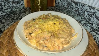 Tagliatelles au poulet et champignons معكرونة بالدجاج و الفطر سريعة و سهلة التحضير [upl. by Inotna]