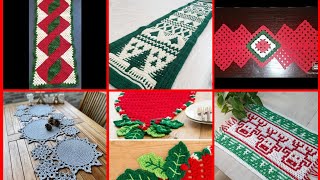 Diferentes patrones de caminos de mesa navideños tejidos a crochet [upl. by Harts313]