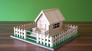 Making a small but beautiful ice cream stick house  complete tutorial for beginner [upl. by Chill]