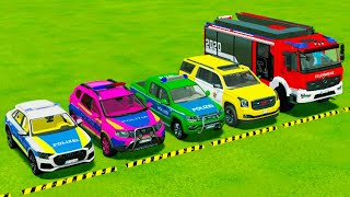 TRANSPORTING PIXAR CARS amp FRUITS WITH COLORED amp JOHN DEERE vs CLAAS vs TRACTORS  BeamNGdrive 983 [upl. by Namus]