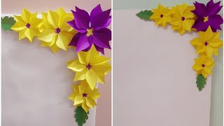 DIY Flower Decoration  Border Decoration  Paper Flowers  Home Decor Ideas  Buddys Art [upl. by Afatsom361]