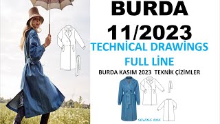 Burda Style 112023 Technical Drawings Full Line amp Burda Kasım 2023 Teknik Çizimler [upl. by Boyd507]