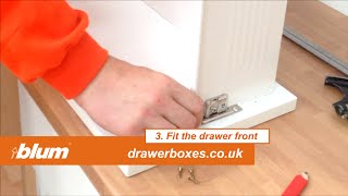 Blum Metabox  deep replacement kitchen drawer box  3 of 3 Fit the drawer front [upl. by Kimbell]