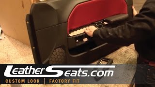 Dodge Challenger Custom Leather Door Armrest Cover How to Installation Video  LeatherSeatscom [upl. by Ymot]