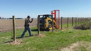 Using the Fence Hog attachment to install woven wire agricultural fence [upl. by Asiek72]