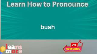 How to Pronounce bush [upl. by Nnednarb527]