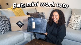 Béis Mini Work Tote Unboxing  black croc [upl. by Eyr]