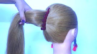 hairstyle with banana clip easy bun [upl. by Litman]