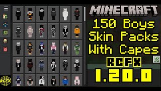 150 Boys Skin Packs With Capes For Minecraft 1200 Mobile and PC [upl. by Tova]