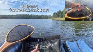 Fly Fishing For Stocked Rainbow Trout Belly Boat Fishing [upl. by Randie]