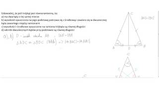 Własności trójkąta równoramiennego dowód [upl. by Biagio]