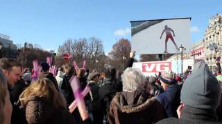 Stemningen ved Stortingstorget ved gull og sølvmedalje på 3 mila for kvinner [upl. by Kirkwood]