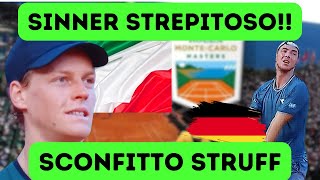 🔴Sinner domina Struff  Spettacolo a Montecarlo Vola ai quarti🧨💥 [upl. by Itsirhc932]