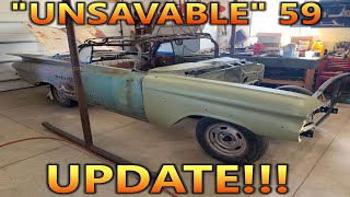 quotUNSAVABLEquot 1959 Impala Convertible  Restoration UPDATE Video 1959 Chevrolet Impala Convertible [upl. by Ainesell]