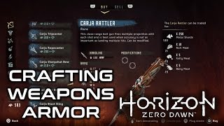 Horizon Zero Dawn Crafting All Weapons All Armors Items [upl. by Jim]