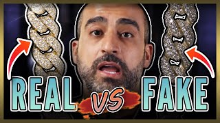 Real Vs Fake Iced Out Cuban Link Gold Chain Comparison [upl. by Asor]