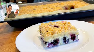 Streusel Blechkuchen mit Heidelbeeren  Streuselkuchen vom Blech  Blaubeerkuchen [upl. by Andrea]