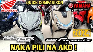 Alin sa Dalawa Honda click125  Yamaha Mio Gravis125  2024 Price update [upl. by Knorring13]