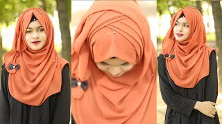 Criss Cross Hijab Style With ChiffonJorjet Hijab For Summer  MUNA [upl. by Chilcote]