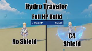 Hydro Traveler C4 Shield Test  Genshin impact [upl. by Anoid493]