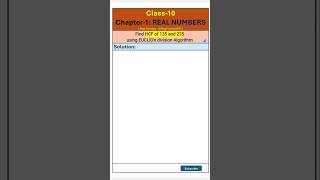 Class 10  HCF using Euclids division algorithm  Chapter 1 REAL NUMBERS shorts class10maths [upl. by Scammon296]